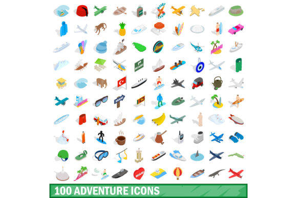 100 Adventure Icons Set for Any Design Vector