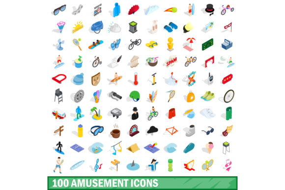 100 Amusement Icons Set for Creative Projects