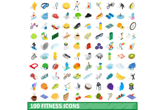 100 Fitness Icons Set: Elevating Digital Health Design with Precision and Style