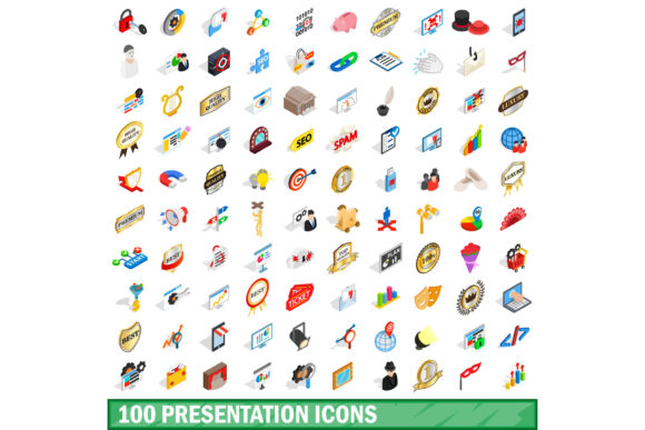 100 Presentation Icons Set, Isometric 3d: Elevate Your Visual Storytelling