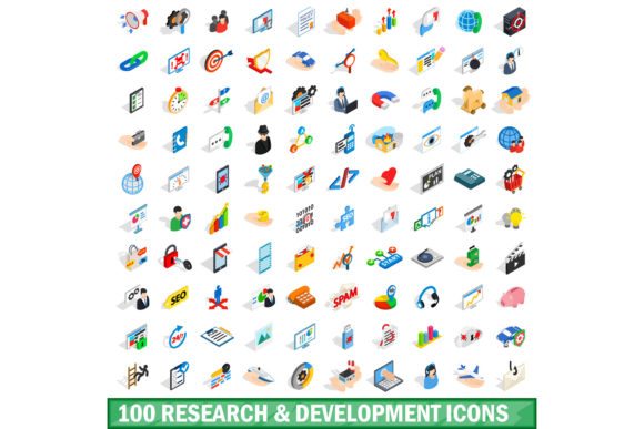 100 Research Development Icons Set for Design