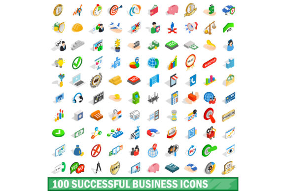 100 Successful Business Icons Set