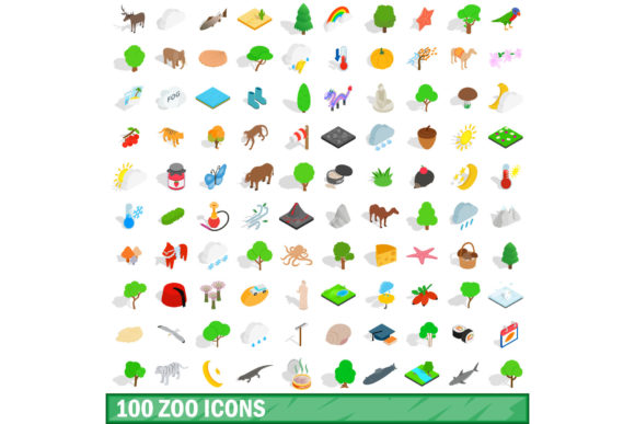 100 Zoo Icons Set, Isometric 3d Style: Elevating Your Visual Storytelling