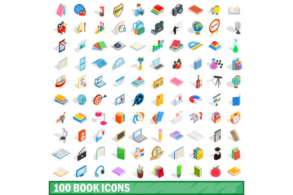 Elevating Digital Narratives: The Strategic Value of the 100 Book Icons Set, Isometric 3d Style
