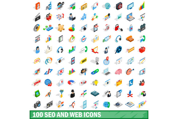 Transform Your Digital Designs with the Ultimate 100 SEO and Web Icons Set in Isometric 3D Style