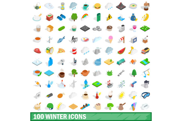 Transforming Visual Narratives with the 100 Winter Icons Set, Isometric 3d Style